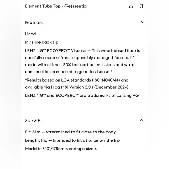 NEW Aritzia Element Tube Top - (Re)ssential - Light Birch strapless shirt 8 - Picture 17 of 17